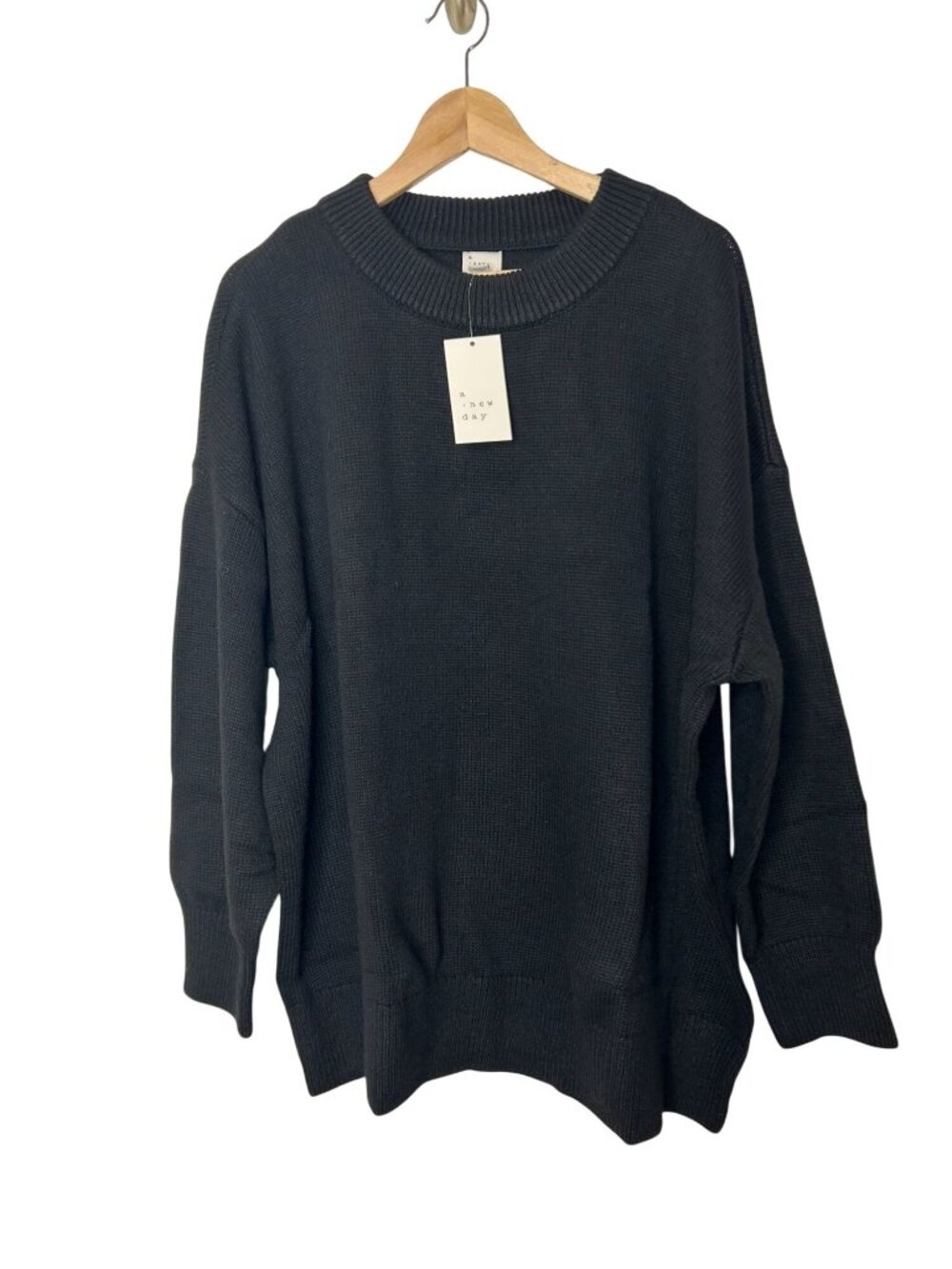 NWT Women's Woolen Crew Pullover Sweater - a New Day Black 2X MSRP $40